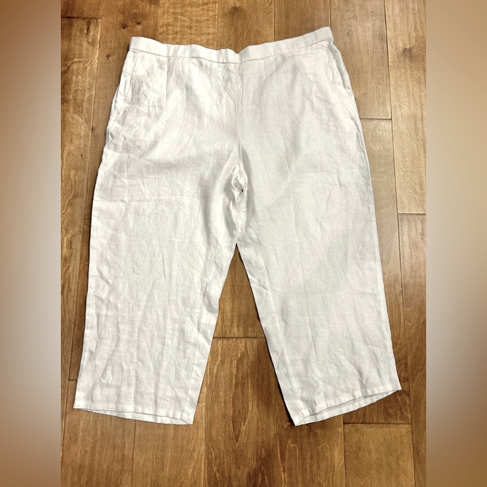 Eileen Fisher heavy organic Linen Cropped White Pants 3X